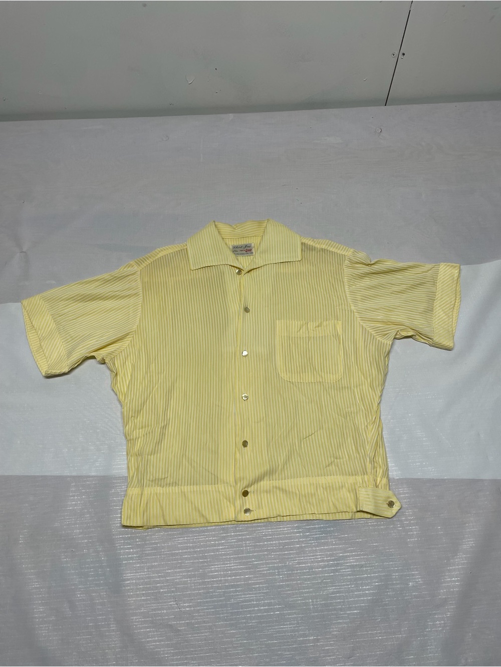 Enro Pale Yellow Striped Short-Sleeve Button-Down Shirt